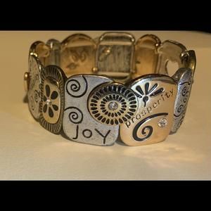 Inspirational Charm Bracelet – Joy, Love, Prosperity  Silver Gold Copper tone